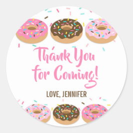 Tack Favor Stickers Rosa Donut Sprinkle Runt Klistermärke