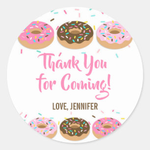 tack Favor Stickers Rosa Donut Sprinkle Runt Klistermärke