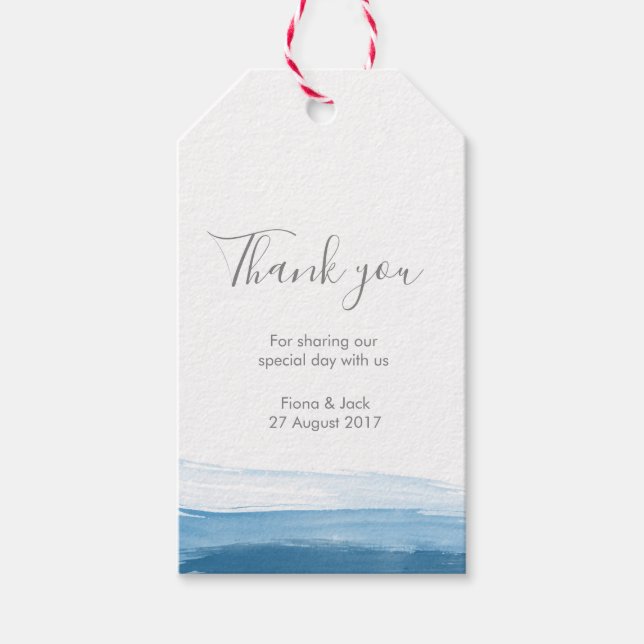 Tack Favor-taggar Blå ombre-vattenfärg Presentetikett (Framsidan)