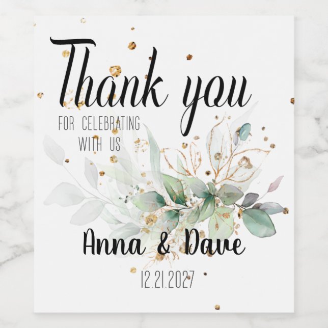 Tack-favoriter för anpassningsbar Botanical & Guld Vinflaska Etikett (Singel etikett)