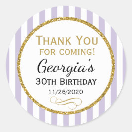 Tack-favorittagg för Lilac Lavender Guld Birthday Runt Klistermärke