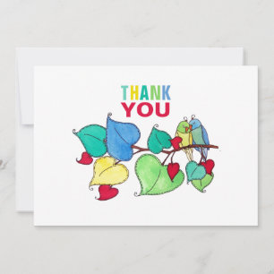 Tack Fet Lovebird Colorful Illustration Kort