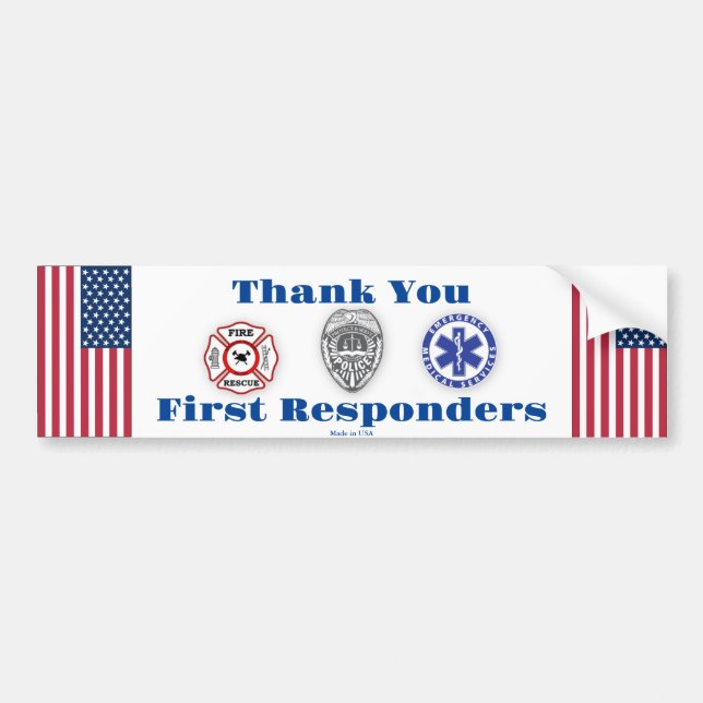 Tack First Responders Bumper-etikett Bildekal (Framsidan)