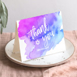 Tack Fladdermus Pub Mitzvah Watercolor Blue Lila<br><div class="desc">Tack till gästerna med de vackra vattenfärgen Fladdermus eller Pub Mitzvah-korten. White brev med David stjärna i mitten. Svart kort,  rum till skriva,  personligt meddelande. Hämta matchande samling!</div>