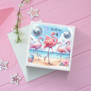 Tack Flamingo Beach Party Fyrkantigt Klistermärke