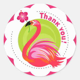 Tack Flamingo Emblem Runt Klistermärke