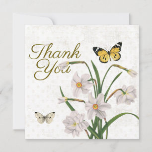 Tack Fleur de Lis Daffodil Flower Butterfly Kort