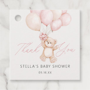Tack Flicka Teddybjörn Ballonger Baby Shower Gåvor Etiketter