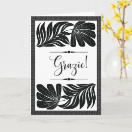 Tack Floral Elegant Tropisk Vit och Svart Kort