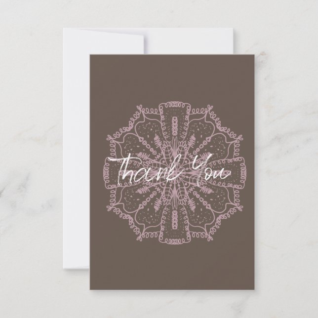 Tack Floral Mandala Boho Rosé Kort (Framsida)