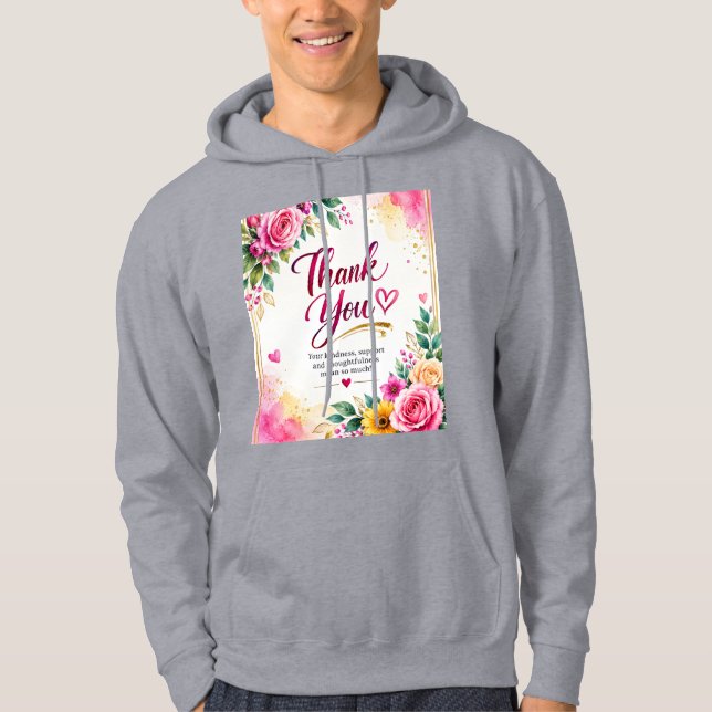 Tack Floral Tröja | Tacksamhetspresent Hoodie (Framsida)