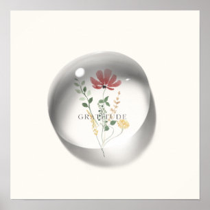 Tack Floral Vatten-droppe Minimal Poster