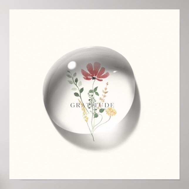 Tack Floral Vatten-droppe Minimal Poster (Framsidan)