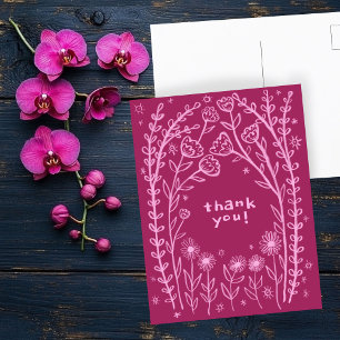 TACK Floral Whimsical Sketch Klotter Vykort