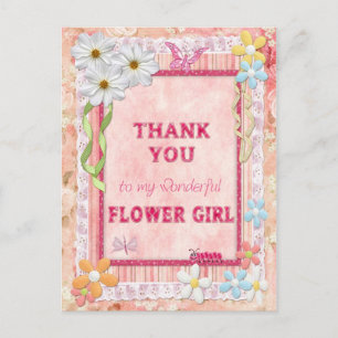 Tack Flower Girl, blomsterkort Vykort