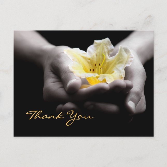 Tack Flower Gult Flower i Händer Vykort (Framsida)