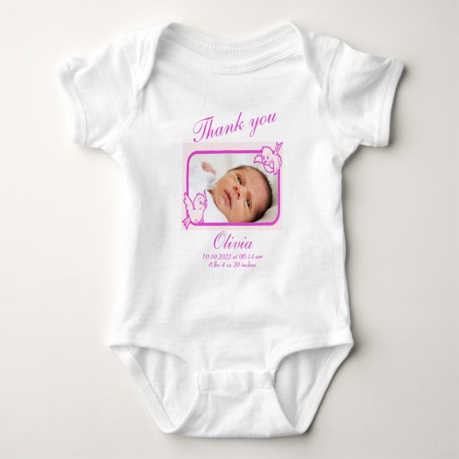 Tack födelseannonseringsfoto t shirt (Framsida)