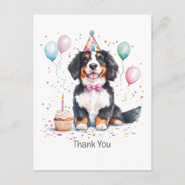 Tack Födelsedag Berner Sennenhund Vykort (Framsida)