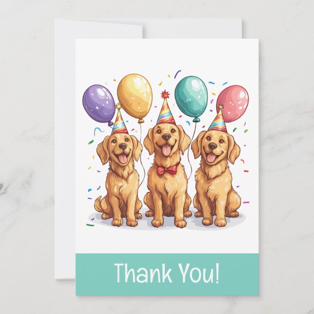 Tack Födelsedag Golden Retriever Hundar Kort (Framsida)