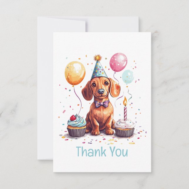Tack Födelsedags Dachshund Hund  Kort (Framsida)