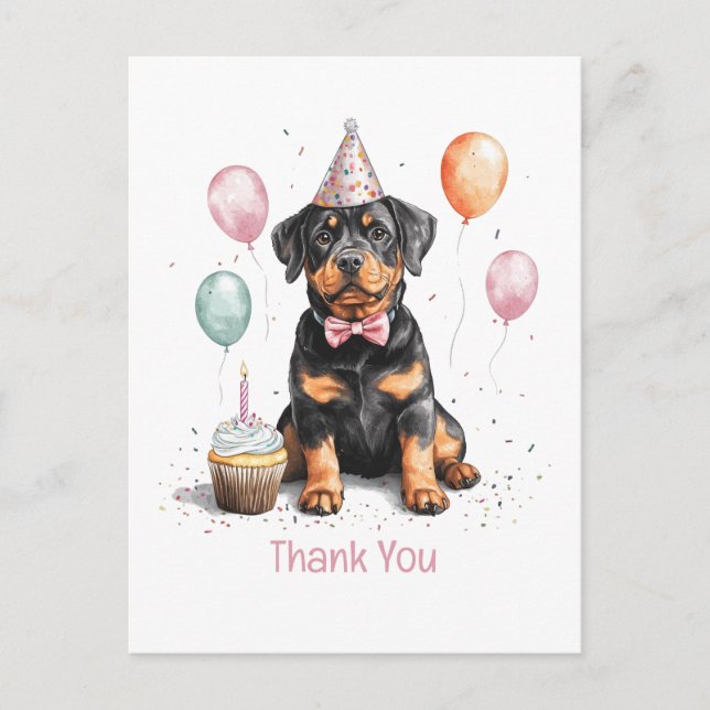 Tack Födelsedags Rottweiler Hund Vykort (Framsida)