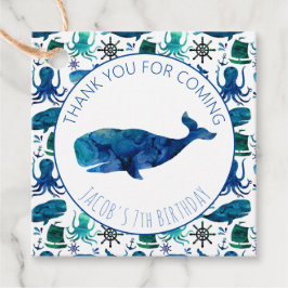 Tack Födelsedagsfest Marine Whale Nautical Gåvor Etiketter