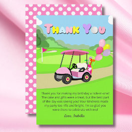 Tack Födelsedagspolka Prickig Rosa Tjejig Golf Kort