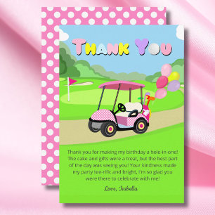 Tack Födelsedagspolka Prickig Rosa Tjejig Golf Kort