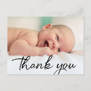 Tack födelseskript Baby Foto Födelseannons Meddelande Vykort