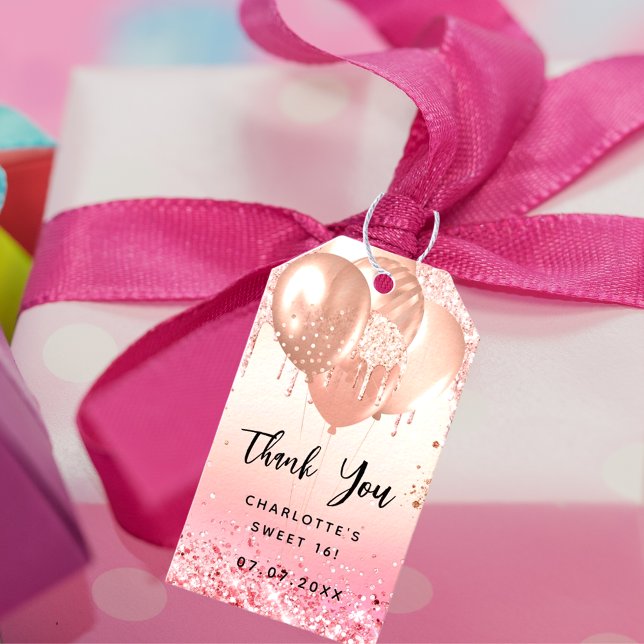 Tack för 16 svarta ro-ballonger presentetikett (Skapare uppladdad)