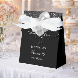 Tack för 16 svarta silver-ballonger presentaskar