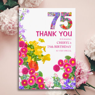 Tack för 75 år - Blommig Elegant Tack för 75-årsda Kort