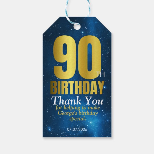 Tack för 90-årsfesten presentetikett (Framsidan)