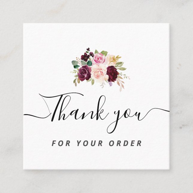 Tack för affärskortet Skript Fyrkantigt Visitkort (Framsida)