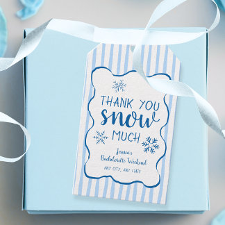 Tack för all snö Mycket Vinter Blå Möhippa Presentetikett