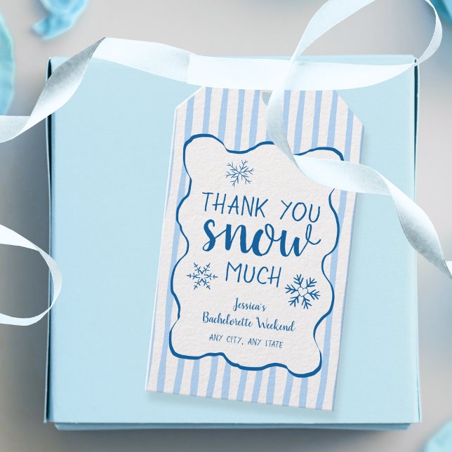 Tack för all snö Mycket Vinter Blå Möhippa  Presentetikett (Thank You Snow Much Winter Blue Bachelorette Gift Tags)