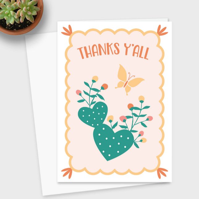 "Tack för alla" Cactus tackkort (Thanks Y'all Cactus Thank You Card)