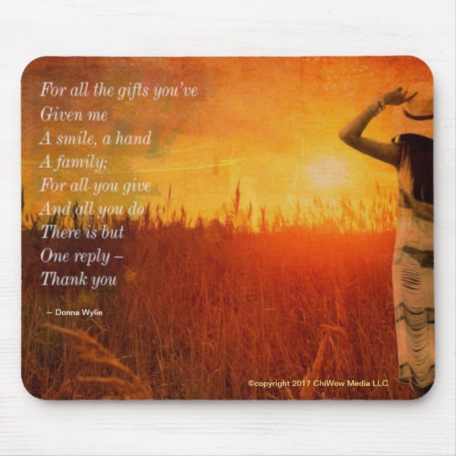 Tack för alla gåvor du gett mig musmatta (Framsidan)
