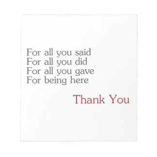 Tack för allt anteckningsblock