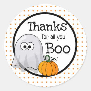 Tack för allt du Boo Halloween Tack Runt Klistermärke