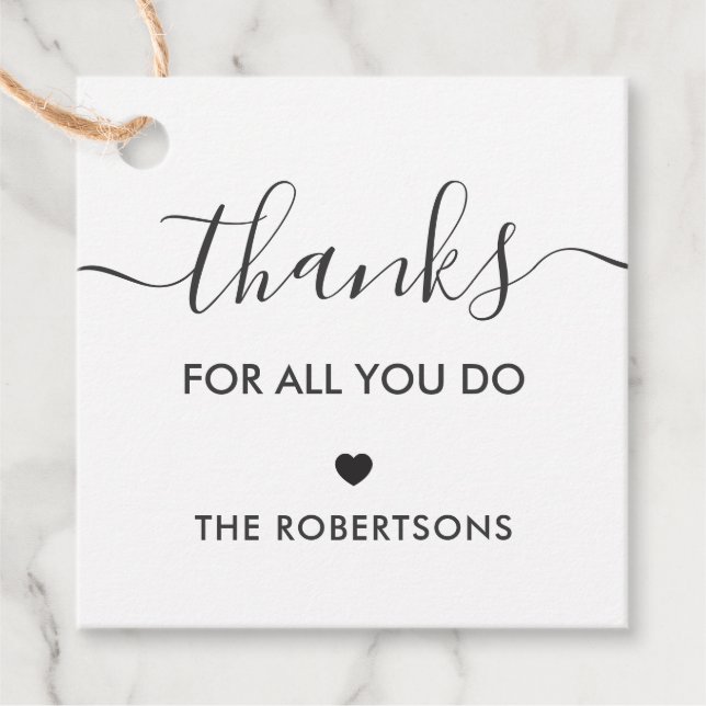 Tack för allt du ger Märkre, Kraft Gåvor Etiketter (Framsida)