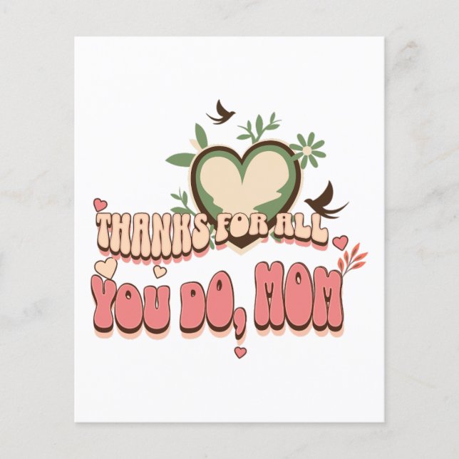 "Tack för allt du gör, Mamma" Mors dag Speciell Flygblad (Framsidan)