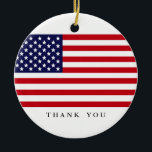 Tack för amerikanska flaggan | för beställnings- julgransprydnad keramik<br><div class="desc">Flagga-themed prydnadar för patriotisk amerikan.   Fira de manar och kvinnor av US-militären.</div>