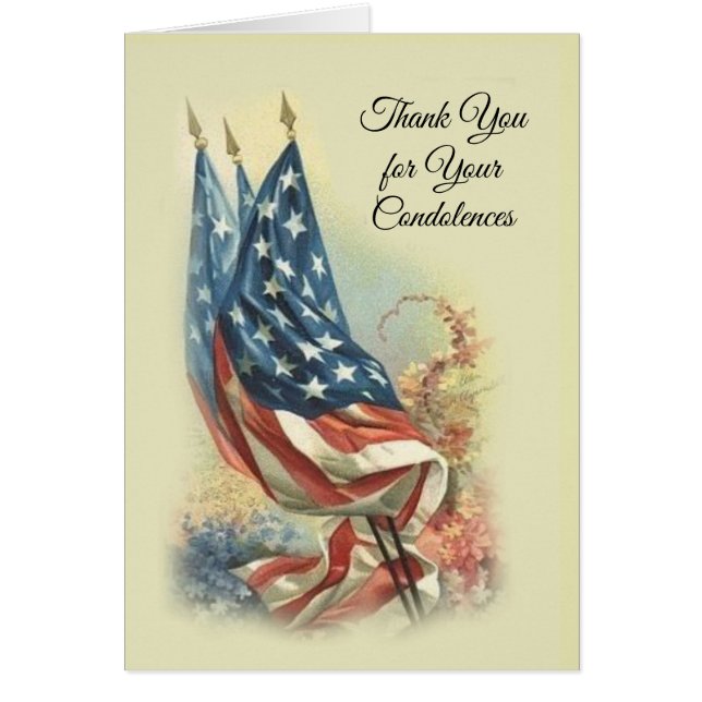 Tack för amerikanska flaggangillandebeklagande hälsningskort (Framsidan)