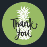 Tack för ananas grönt runt klistermärke<br><div class="desc">Tack för dina klistermärken</div>