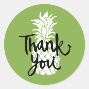 Tack för ananas grönt runt klistermärke