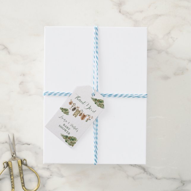Tack för ankjakt baby shower presentetikett (Med Snöre)