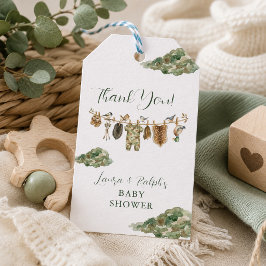 Tack för ankjakt baby shower presentetikett