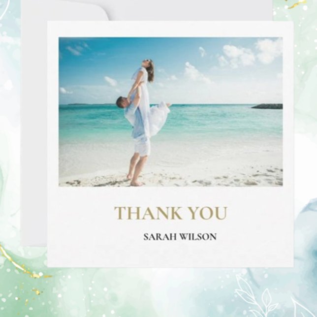 Tack för anpassat foto Modern Beach-bröllop (Express heartfelt gratitude with a custom photo modern beach wedding thank you card.  )