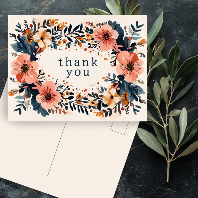 Tack för ANPASSNINGSBAR av Chicens Blommigtar Vykort (Muted Chic Florals CUSTOM THANK YOU Postcard
)